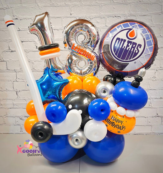 Hockey balloon bouquet