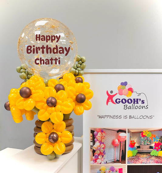 Sunflower Bubble balloon bouquet