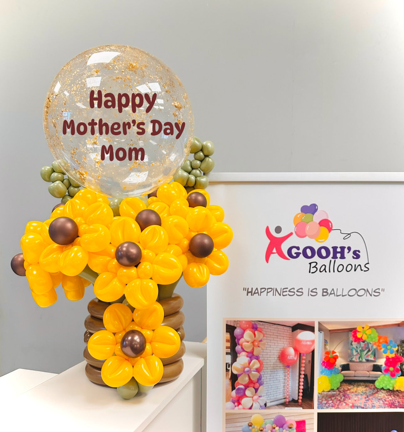 Sunflower Bubble balloon bouquet